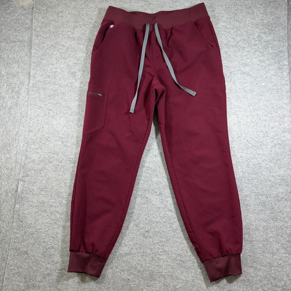 FIGS Zamora Jogger Scrub Pants Womens M Burgundy Zip Pocket Nursing Workwear